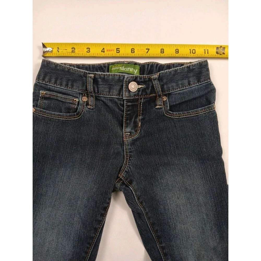 Old Navy Girls 7 Super Skinny Adjustable Waist Dark Blue Denim Jeans